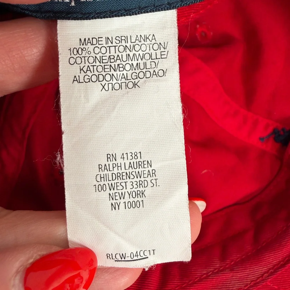 Vintage Polo Ralph Lauren Baseball Cap Red Navy Pony Logo Adjustable Cotton Hat